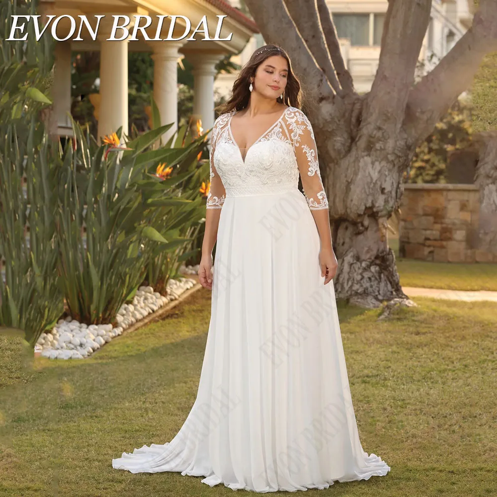 Evon bridal civil 3 / 4 свадебное платье с увеличенным кодом v - воротник