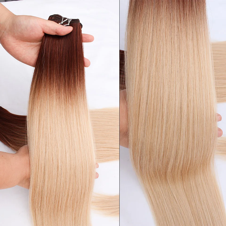 Био-протекиновые прямые синтетические пучки волос - Фотография_5