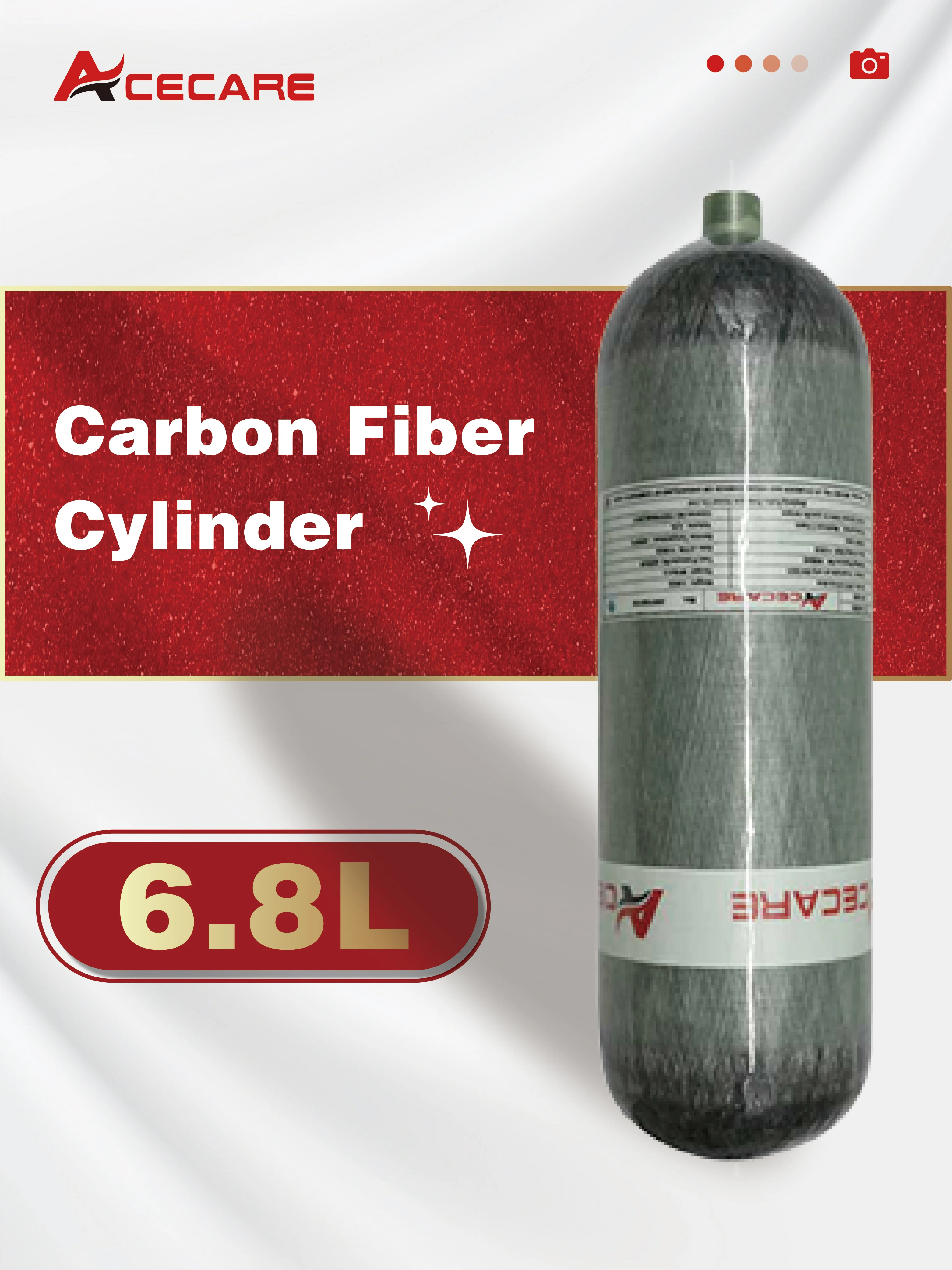Acecare 4500psi 300bar 6.8l цилиндр из углеродного волокна