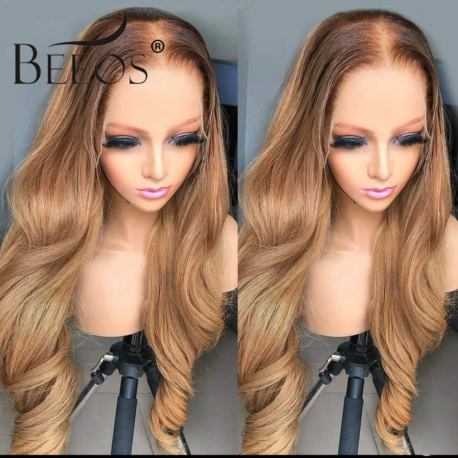 Ombre медовый блондин 13x6 hd парик - Фотография_5