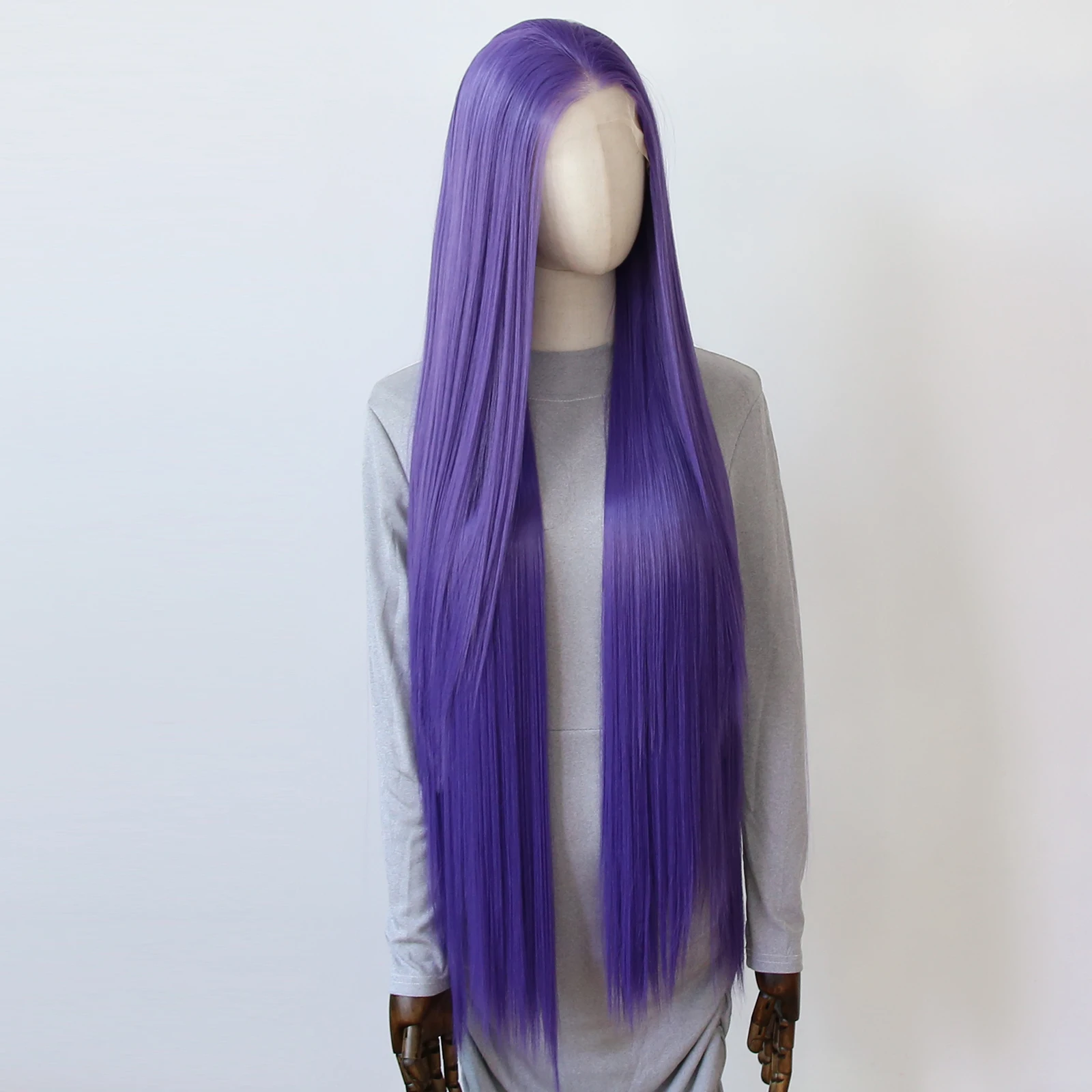 Темно-фиолетовый синтетический парик спереди - Фотография_2