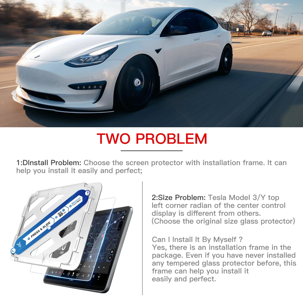 Защитная пленка из закаленного стекла yz для tesla model 3 y 2022 2021 - Фотография_2