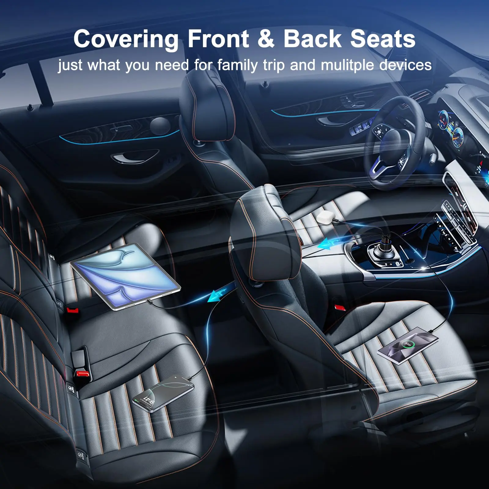 Автомобильное зарядное устройство 6 в 1 с дисплеем qc - Фотография_3