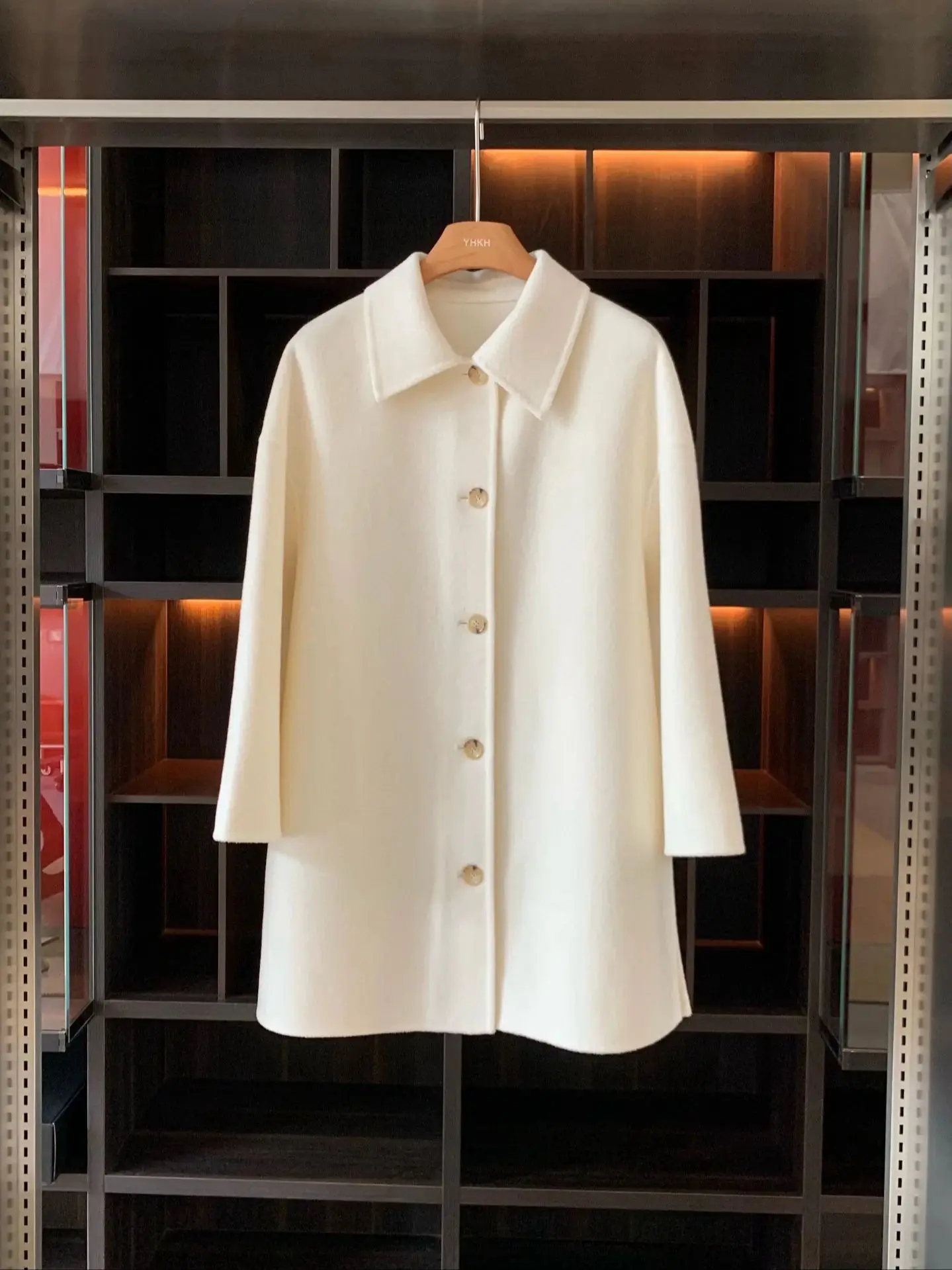 Женское роскошное элегантное пальто из шерсти и кашемира