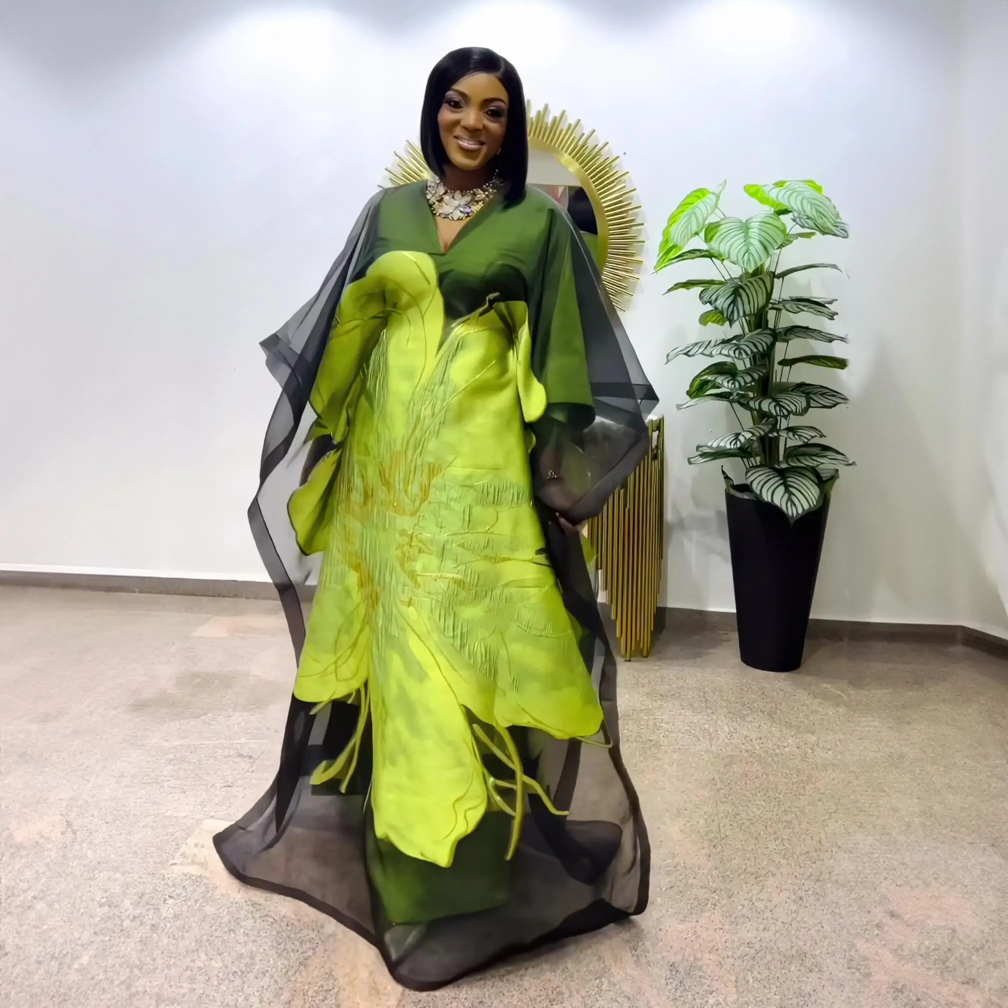 Роскошное женское африканское платье boubou из двух частей - Фотография_3