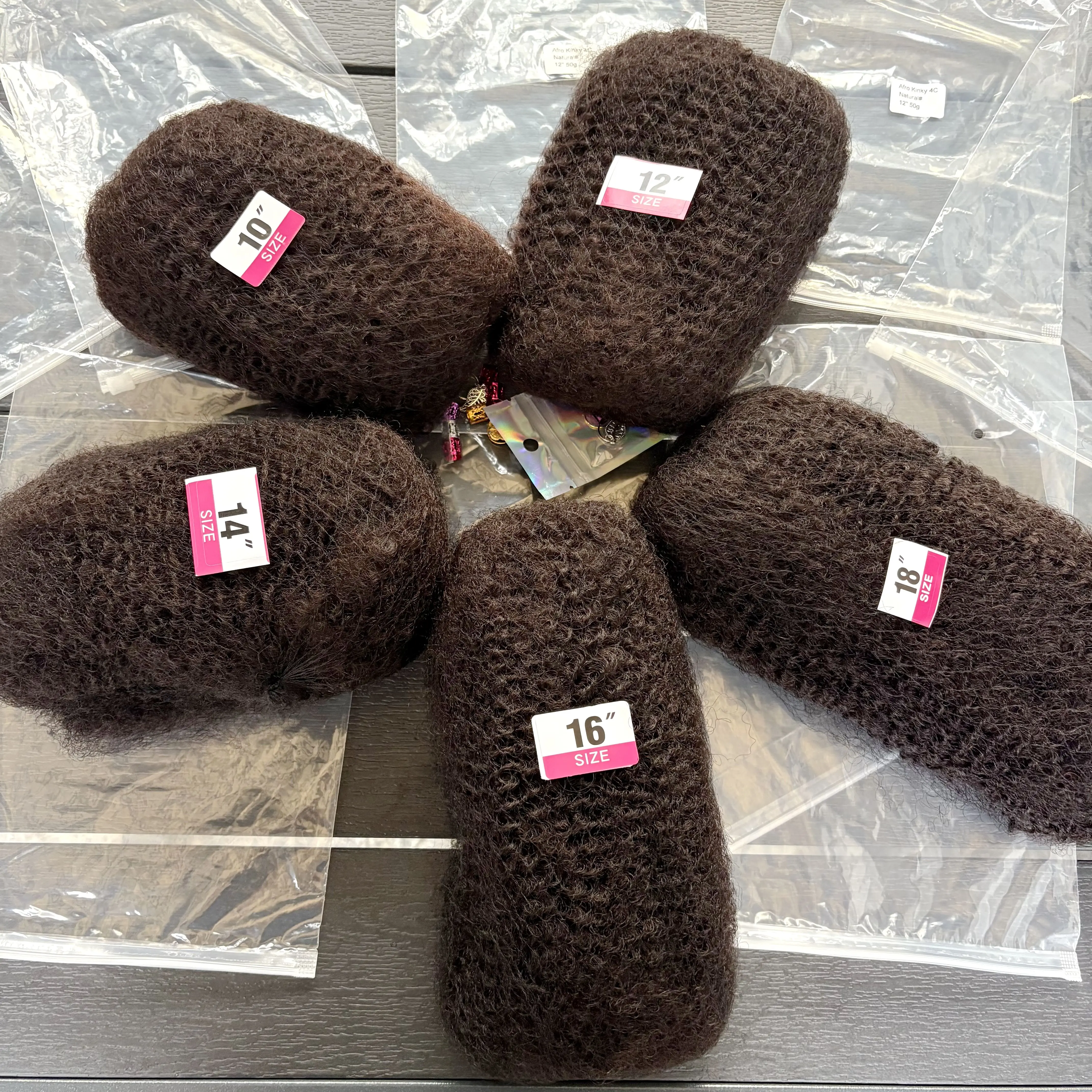 10-18 дюймов 4c афро-кудрявые объемные человеческие волосы без утка - Фотография_3