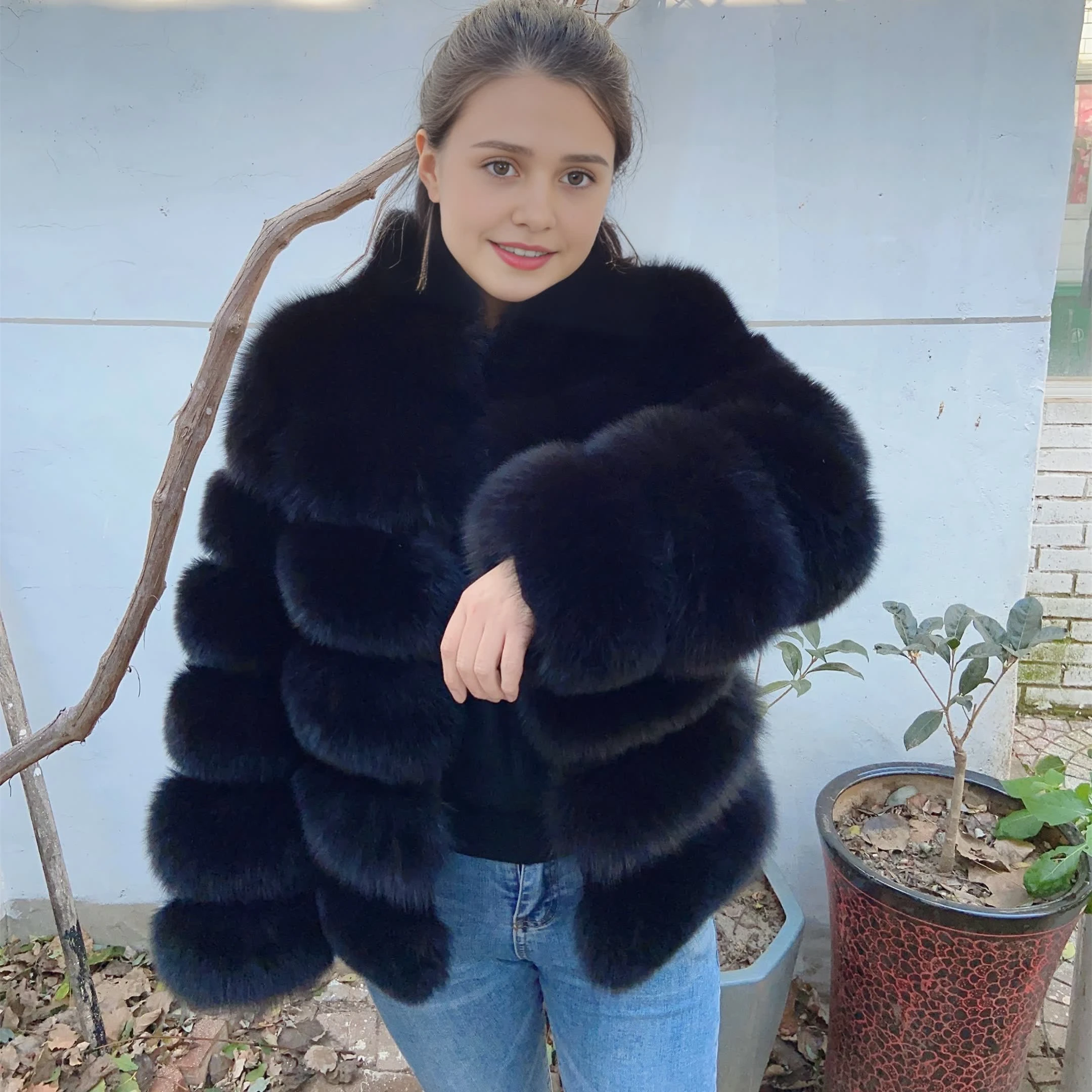 Queentina зимнее новое женское холодное женское пальто  с воротником - Фотография_2
