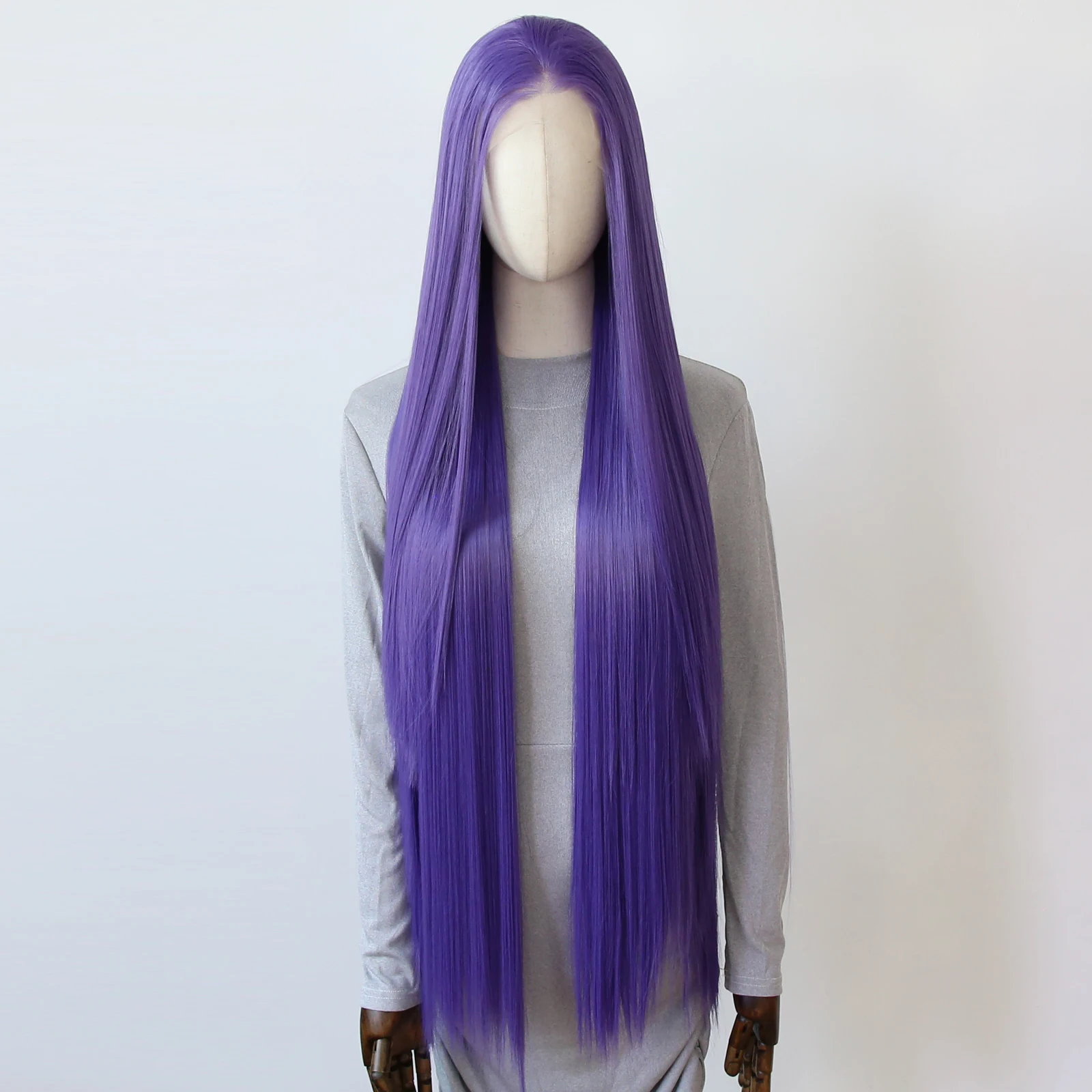 Темно-фиолетовый синтетический парик спереди - Фотография_5