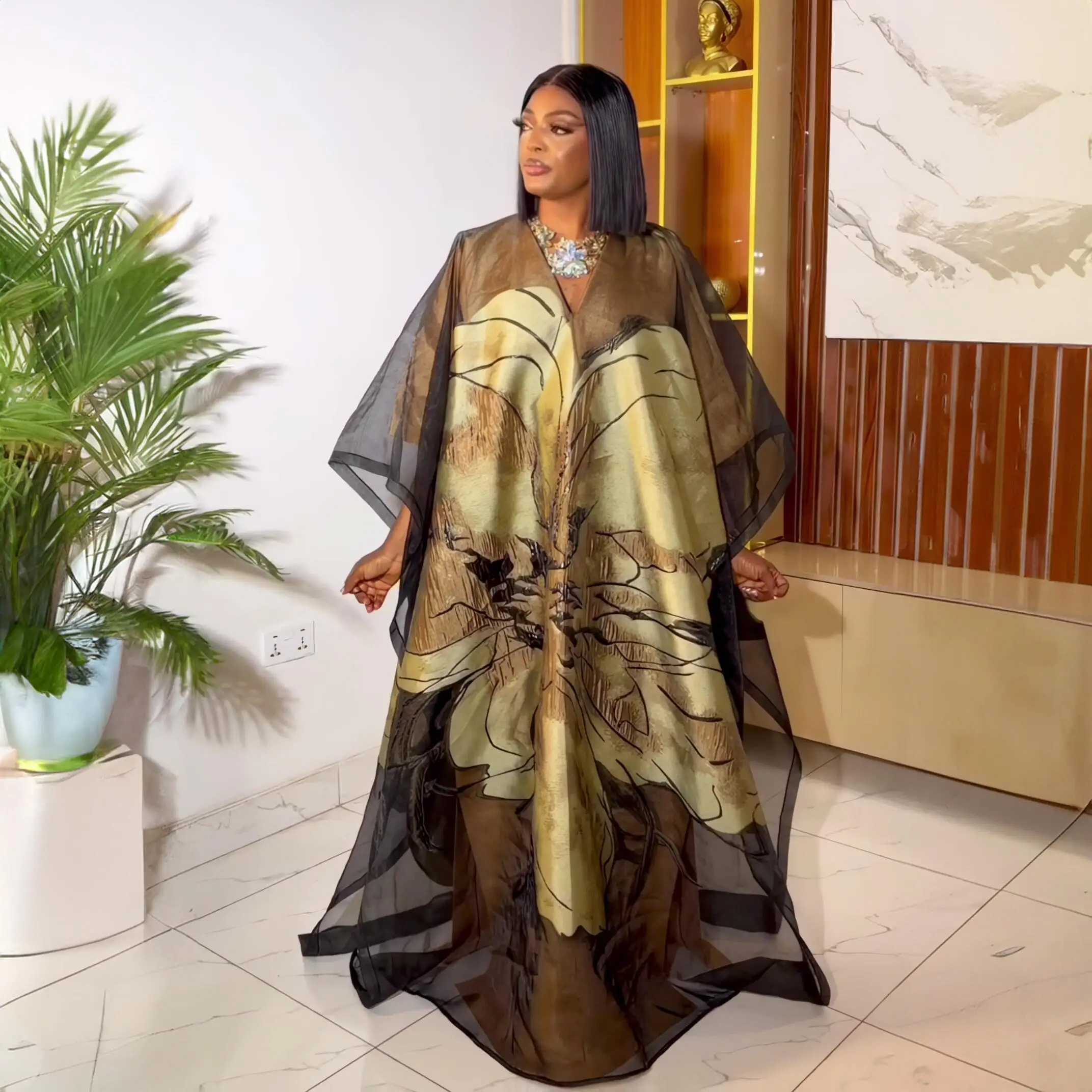 Роскошное женское африканское платье boubou из двух частей - Фотография_2