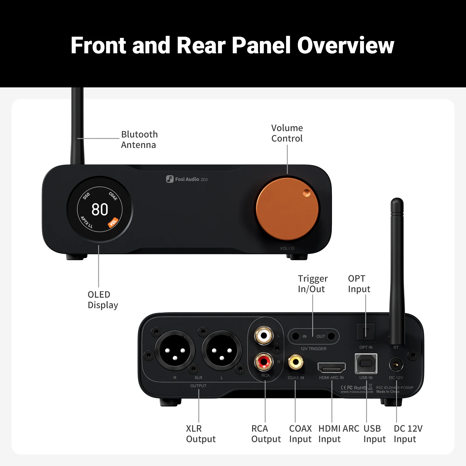 Fosi audio zd3 bluetooth usb настольный цап вход arc - Фотография_2
