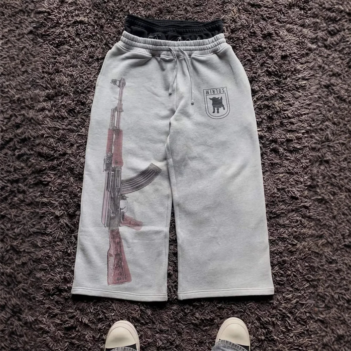 Y2k уличные брюки с высокой талией и принтом - Фотография_3