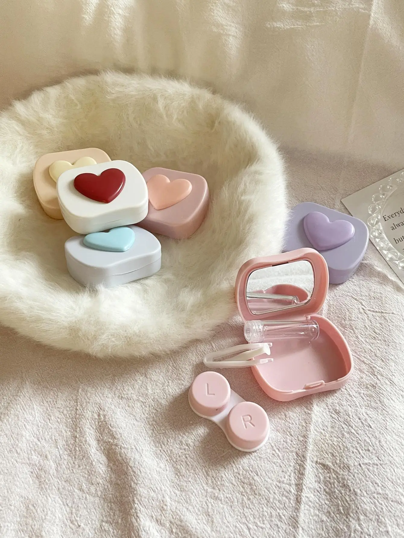 Чехол для контактных линз в форме сердца с зеркалом - Фотография_3