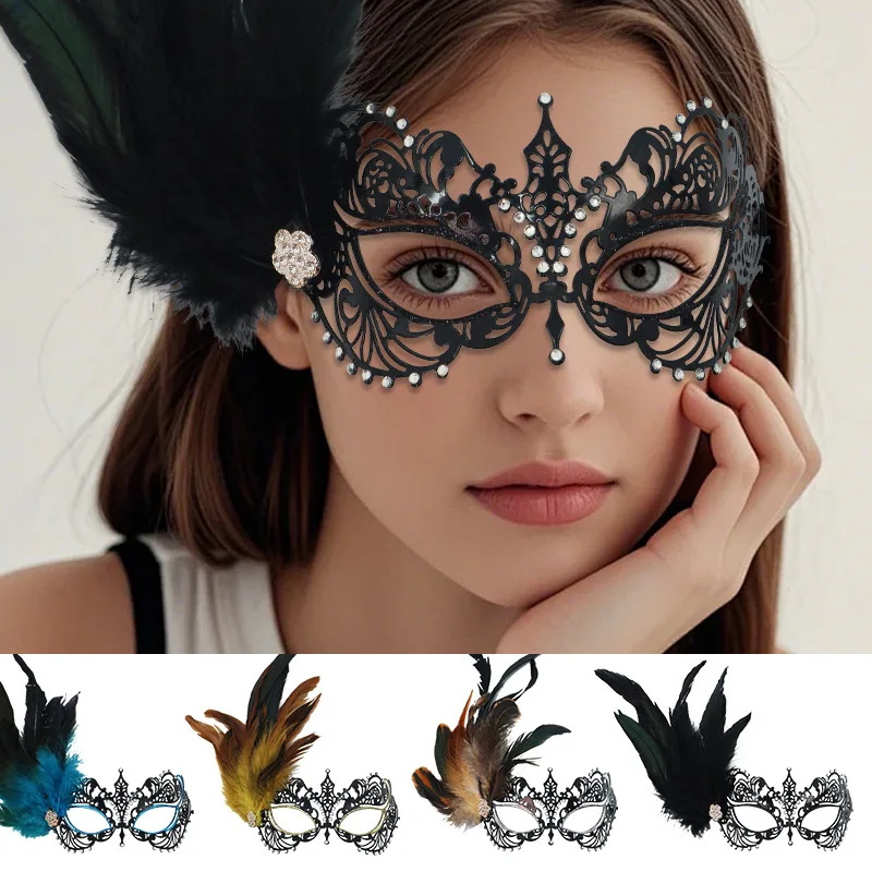 Полумаска на хэллоуин с блестящими стразами