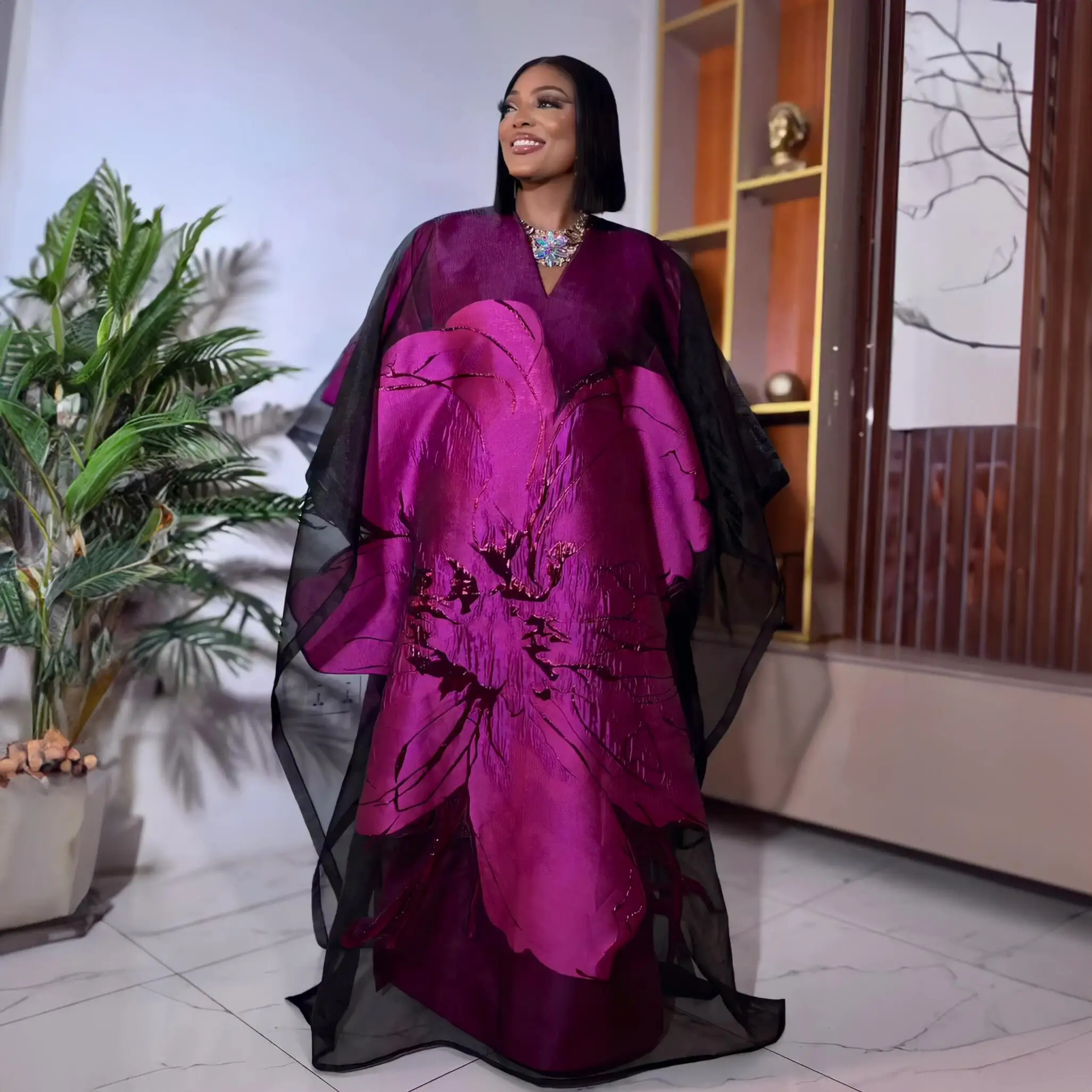Роскошное женское африканское платье boubou из двух частей - Фотография_4