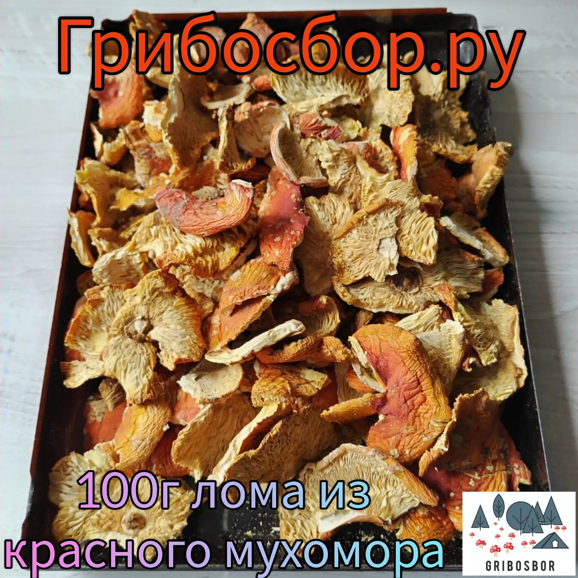 Мухомор красный, сушеный, лом 100г