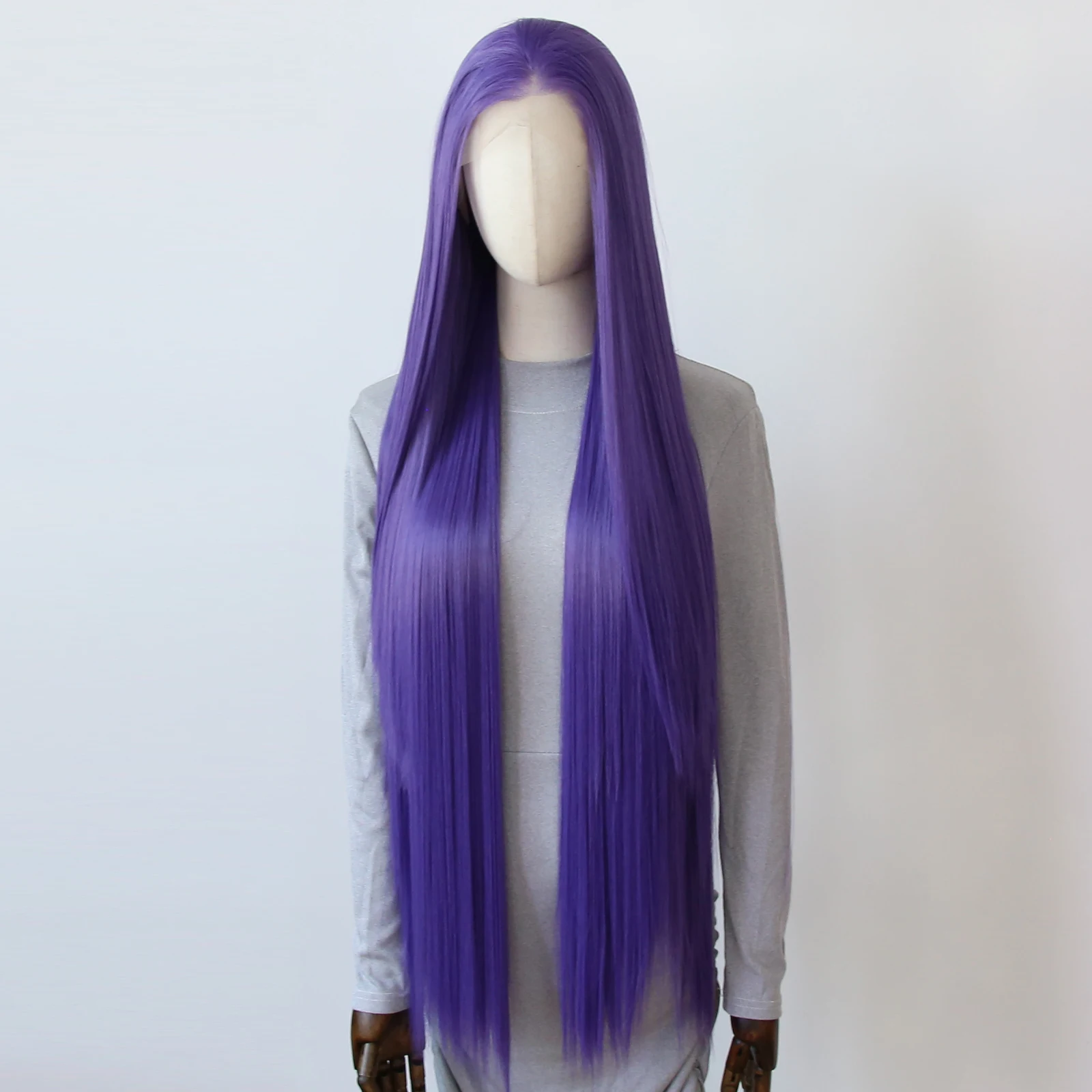 Темно-фиолетовый синтетический парик спереди - Фотография_3