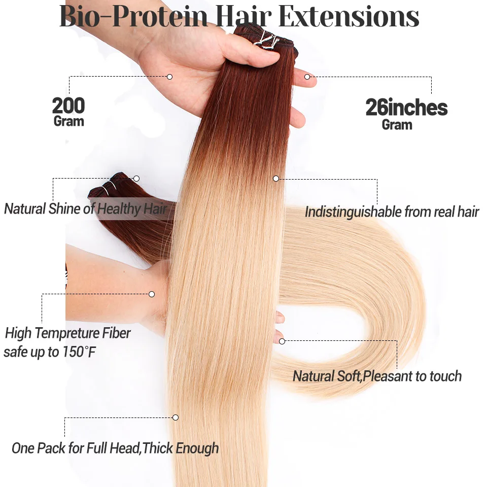 Био-протекиновые прямые синтетические пучки волос - Фотография_4