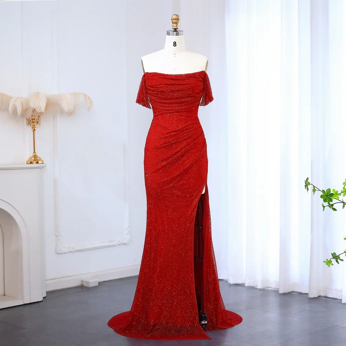 Mila red с открытыми плечами вечерние - Фотография_2