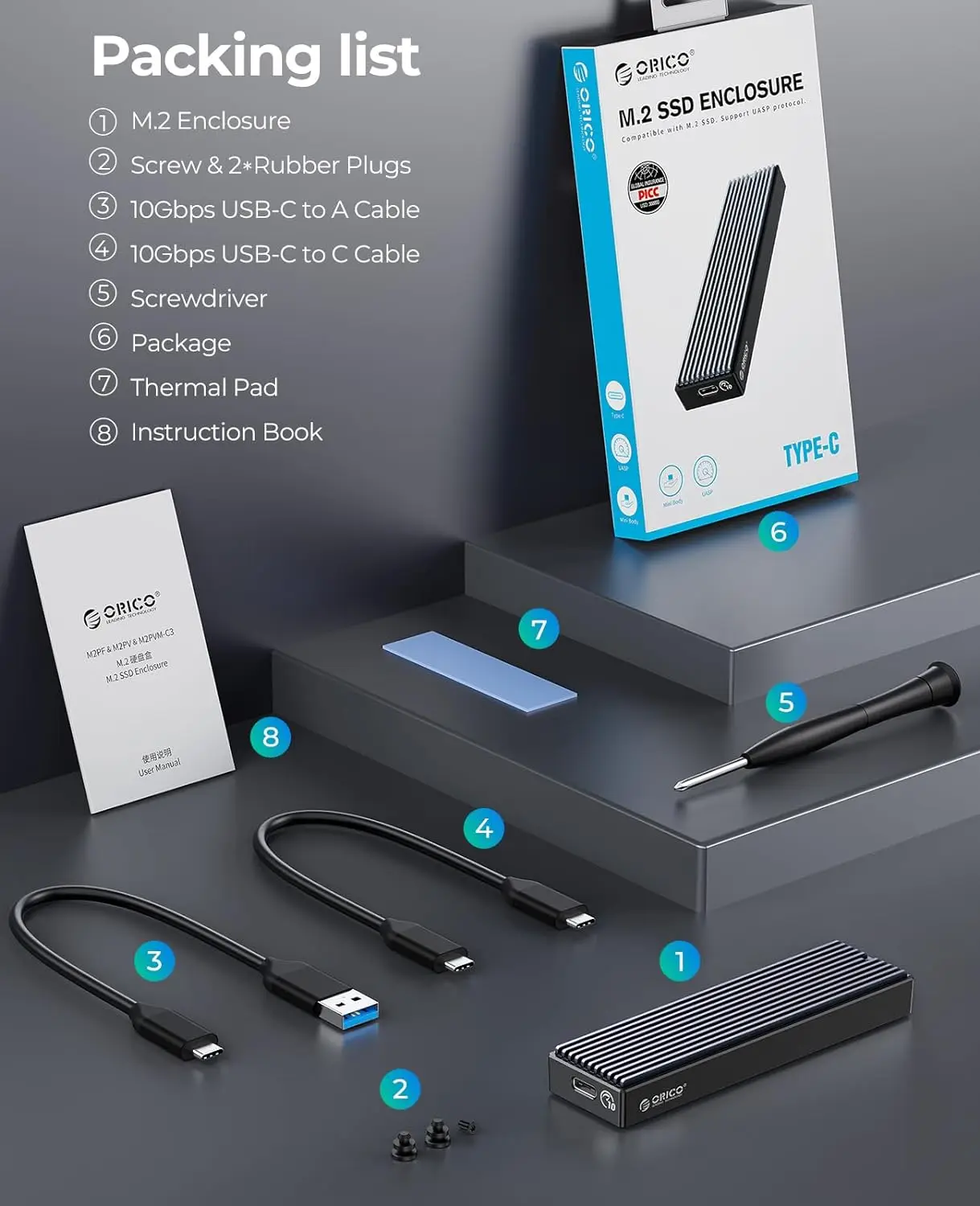 Orico m2 ssd case nvme usb type - Фотография_6