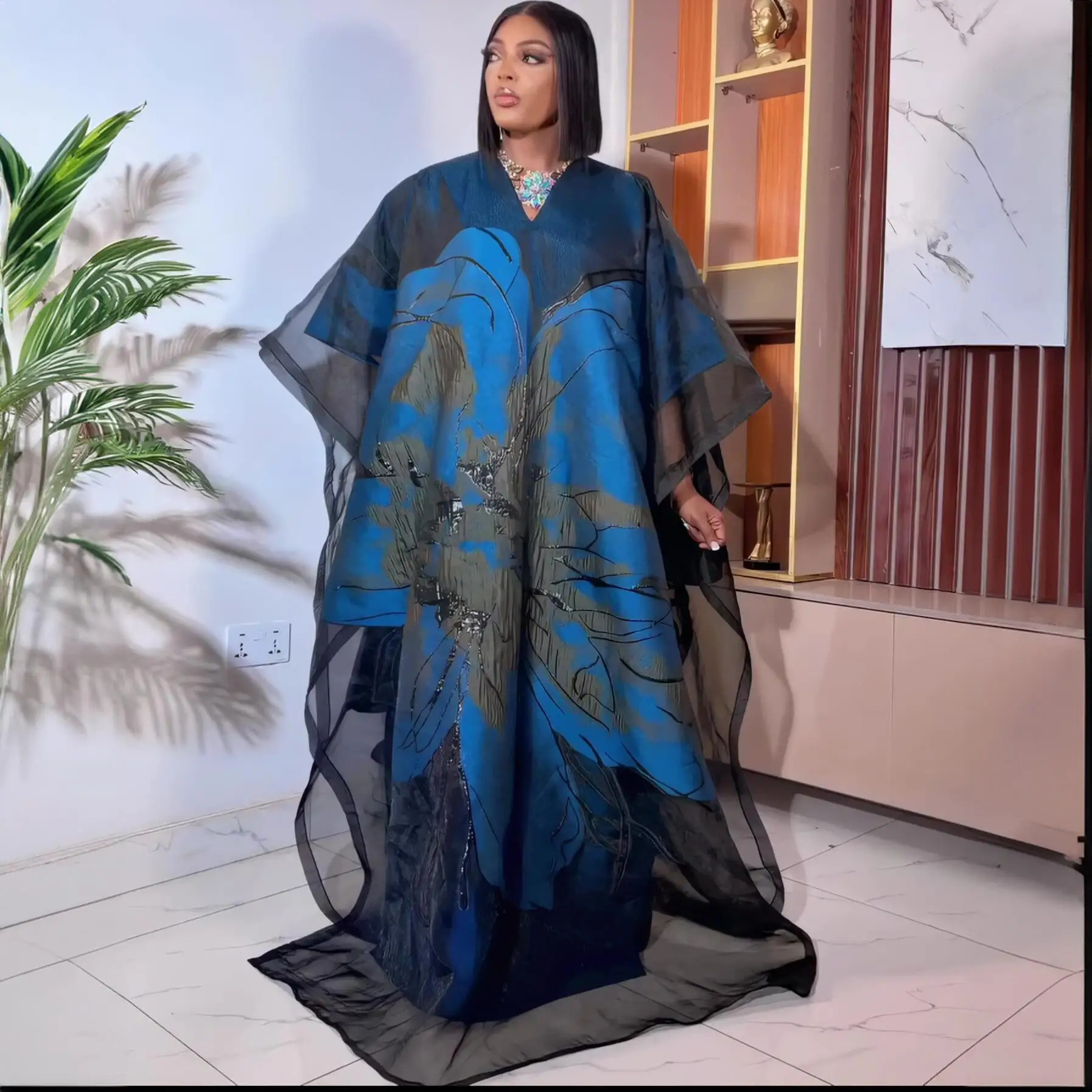 Роскошное женское африканское платье boubou из двух частей - Фотография_5