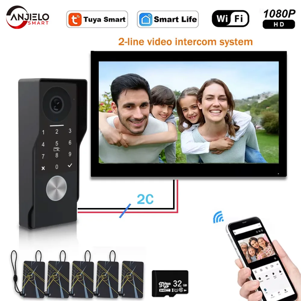 2-проводной металлический дверной звонок с ic-картой tuya