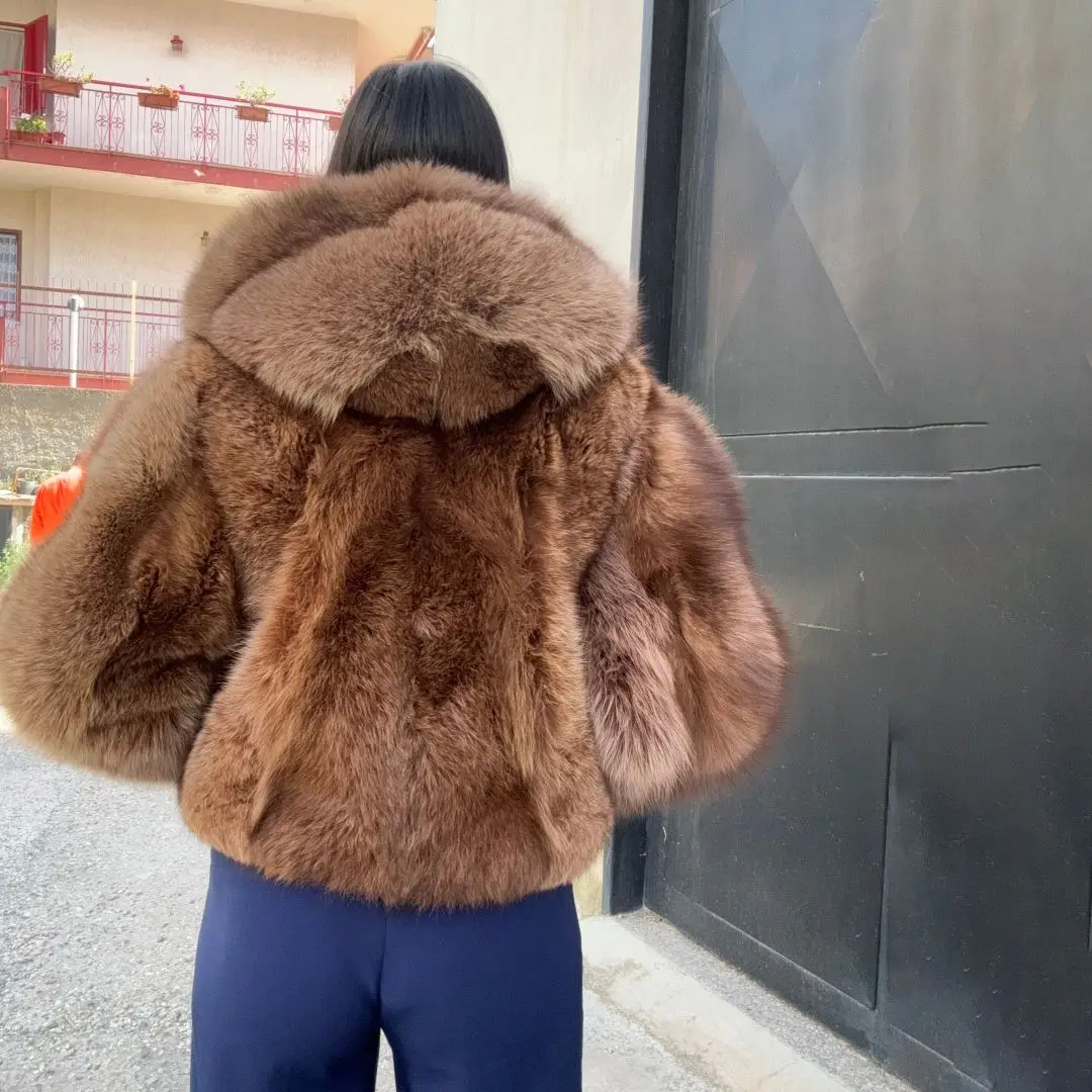 Luxury women real fox fur jacket - Фотография_3