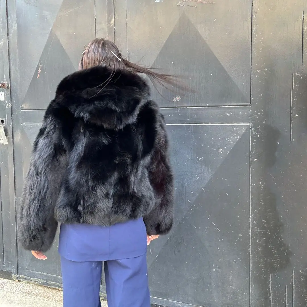 Luxury women real fox fur jacket - Фотография_6