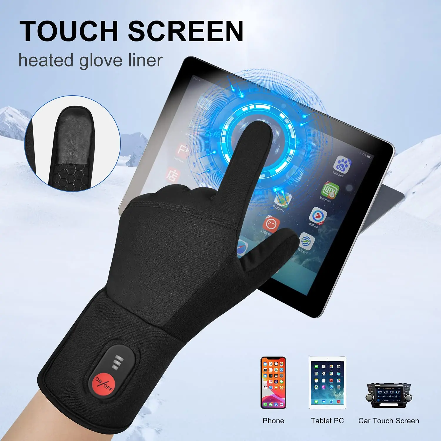 Тонкие перчатки с подогревом и перезаряжаемой батареей для мужчин и женщин - Фотография_4
