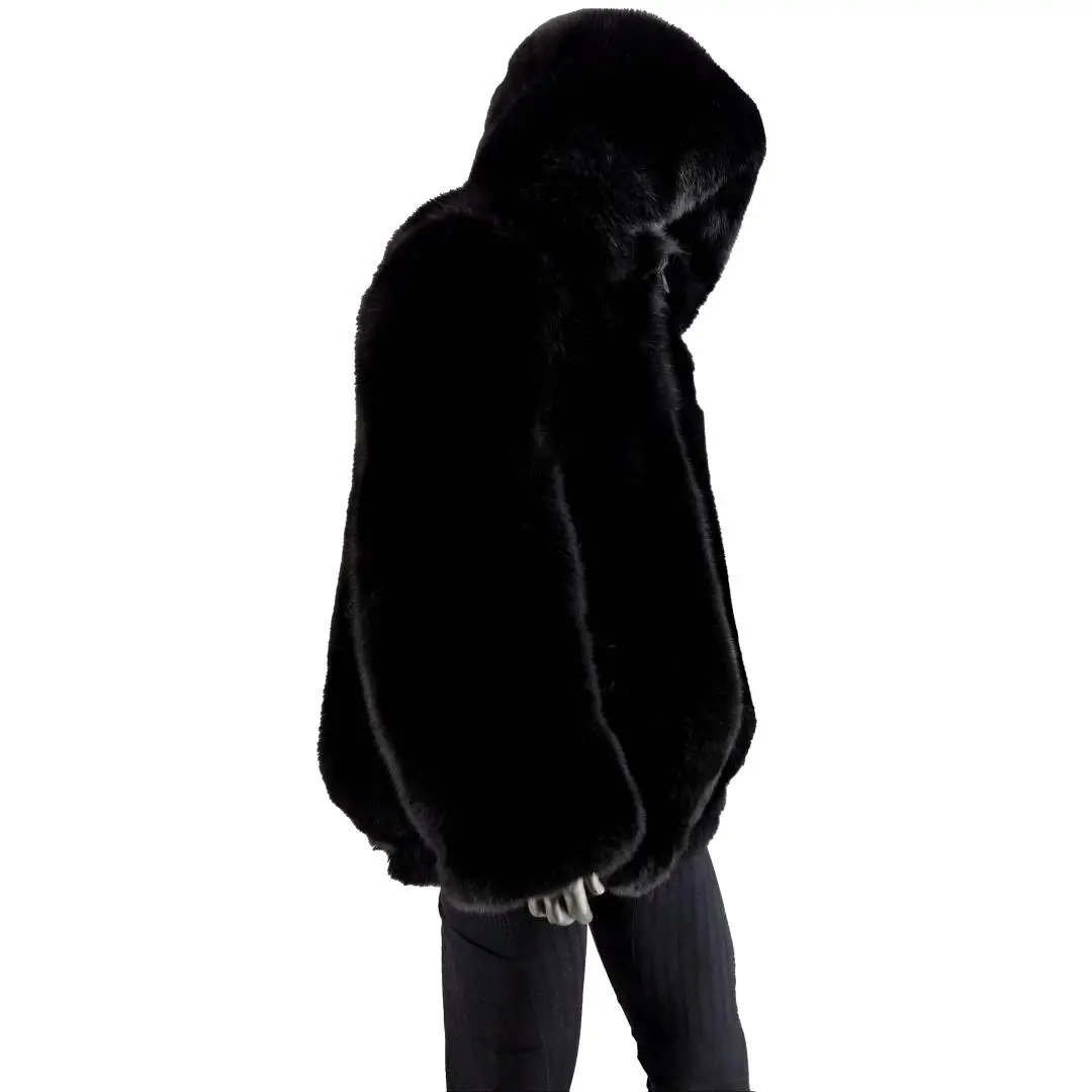 Модная куртка из натурального черного лисьего меха - Фотография_5