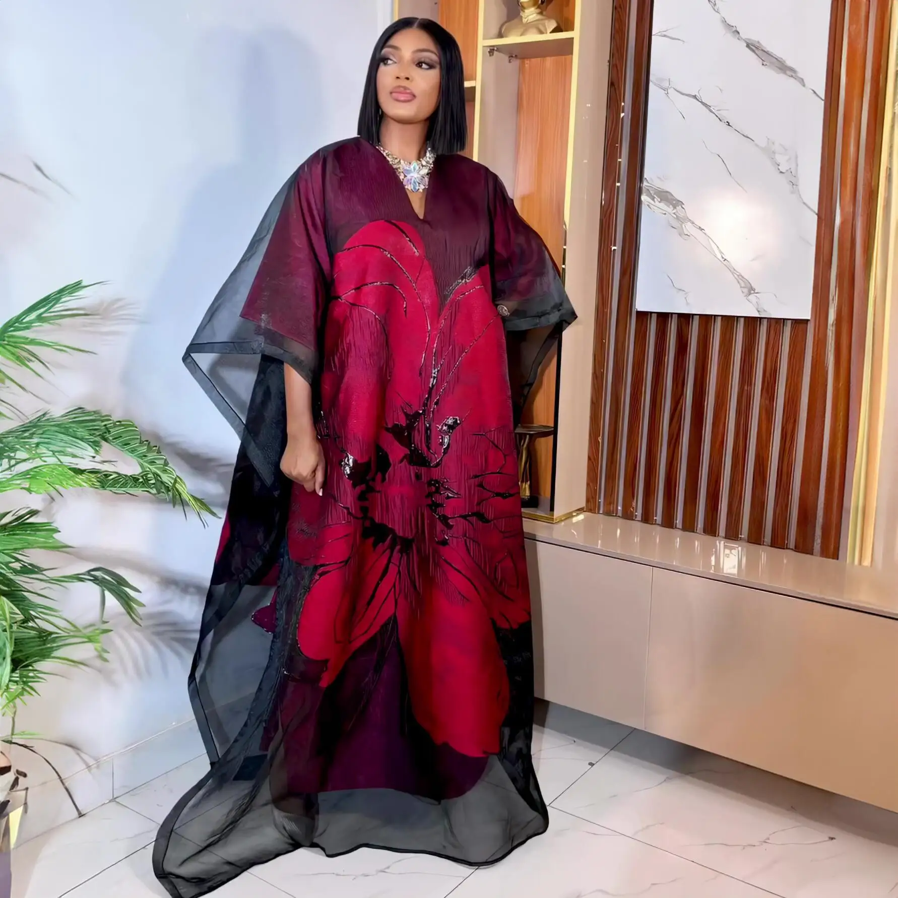 Роскошное женское африканское платье boubou из двух частей - Фотография_6