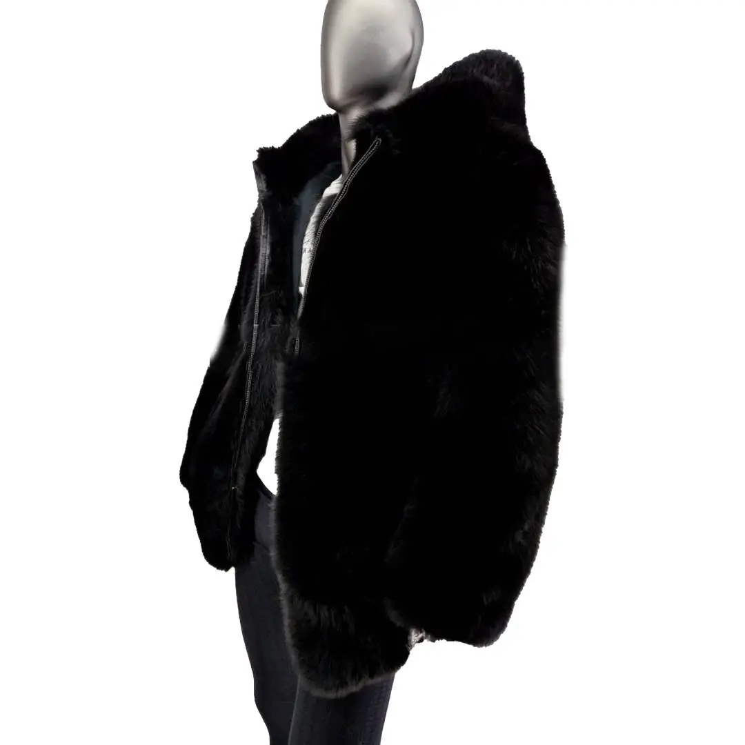 Модная куртка из натурального черного лисьего меха - Фотография_4