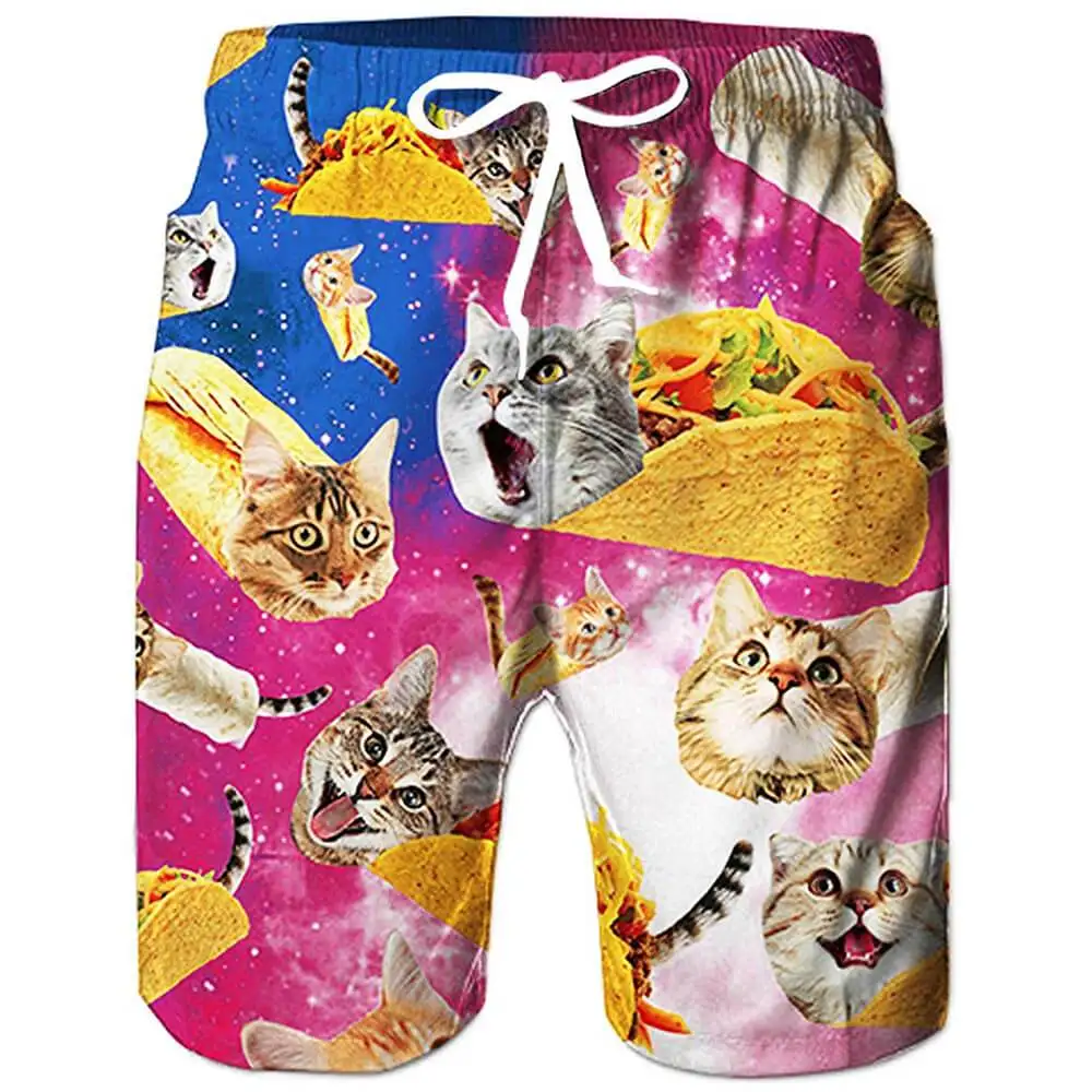 Мужские шорты с 3d принтом funny taco pizza cat