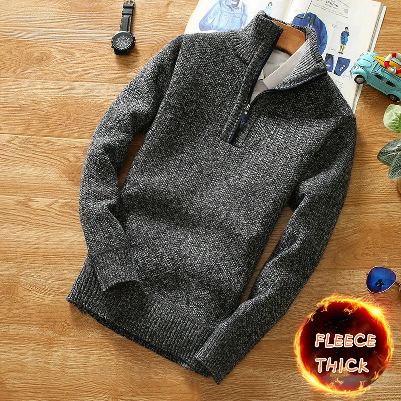 Зимний мужской флисовый толстый свитер - Фотография_3