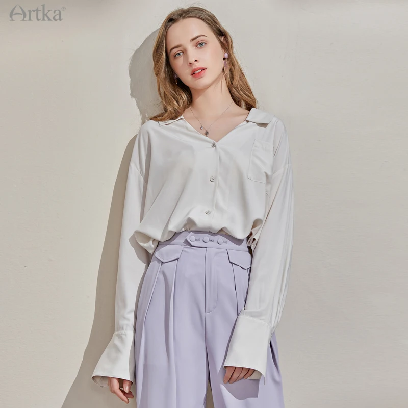 Женская шифоновая блузка с поясом artka