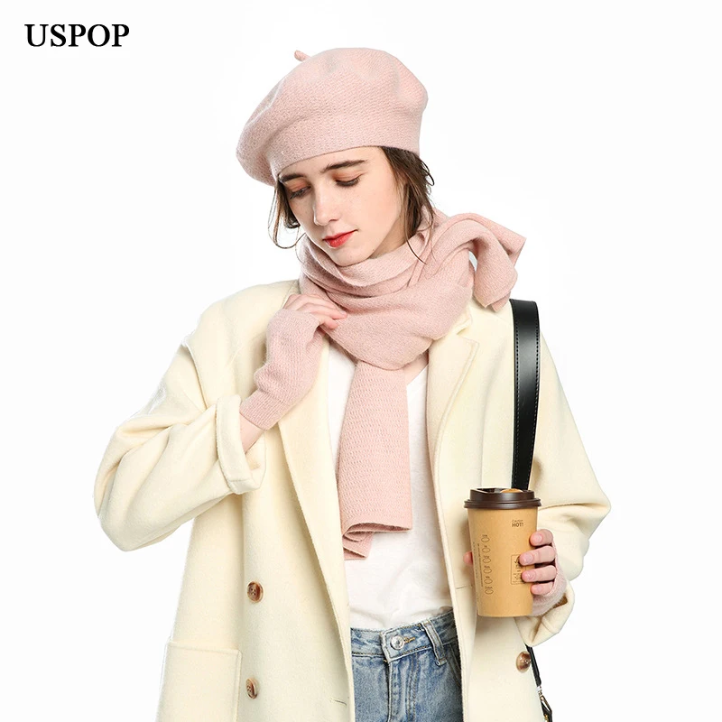 Новый зимний однотонный комплект uspop из 3 предметов