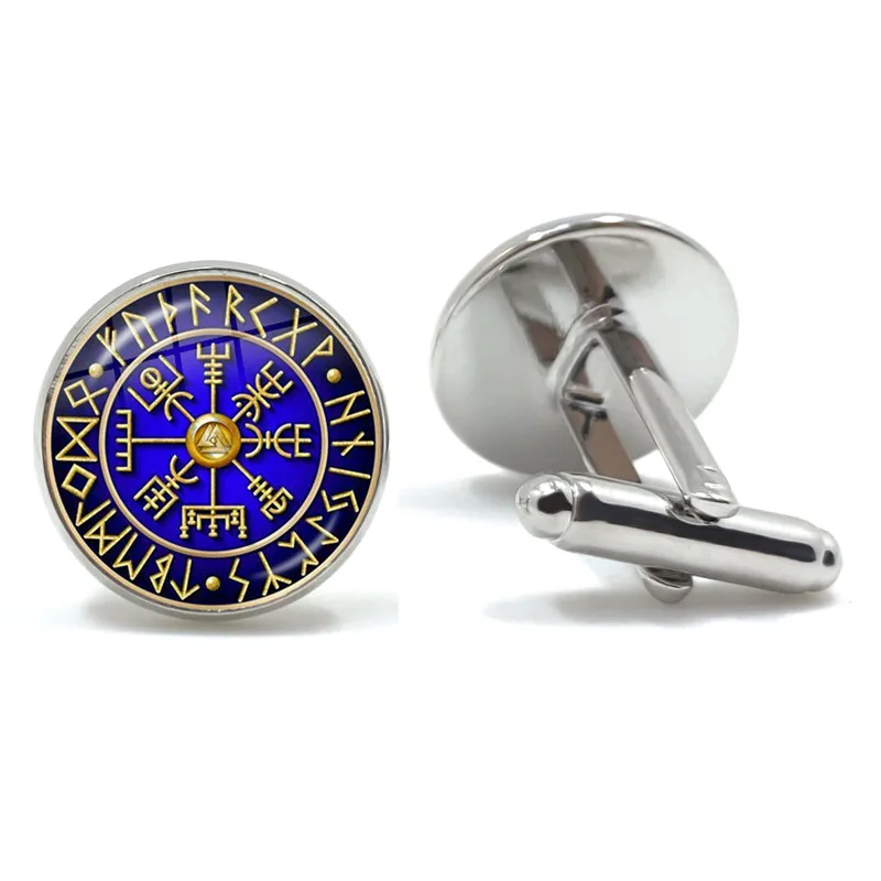 Мужские запонки nordic vikings compass runes - Фотография_2