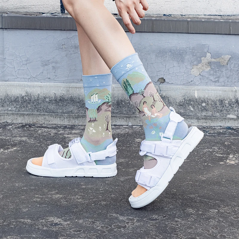 Qisin 1 пара женские носки с мультяшным - Фотография_5