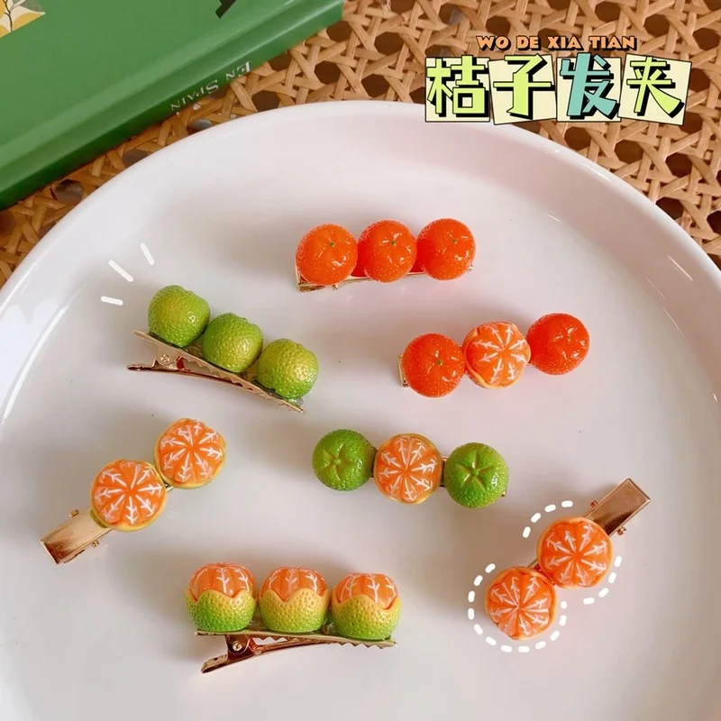 Креативная забавная полуоблегающая оранжевая шпилька для волос