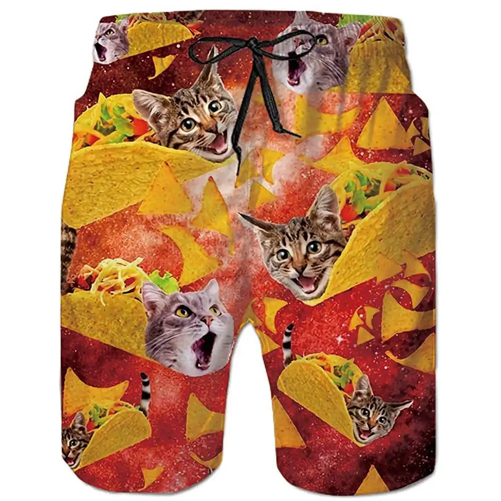Мужские шорты с 3d принтом funny taco pizza cat - Фотография_3