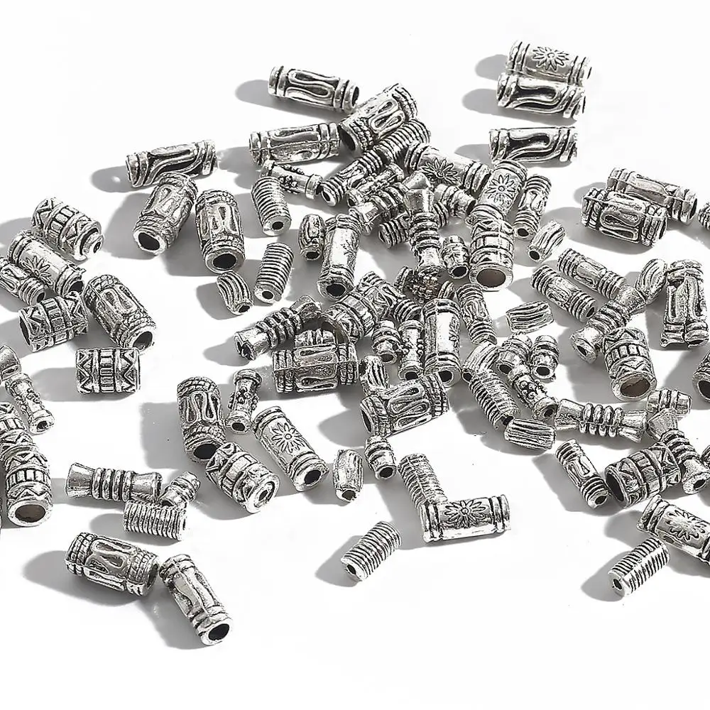 Антикварные посеребренные полые изогнутые трубчатые бусины-разделители - Фотография_2