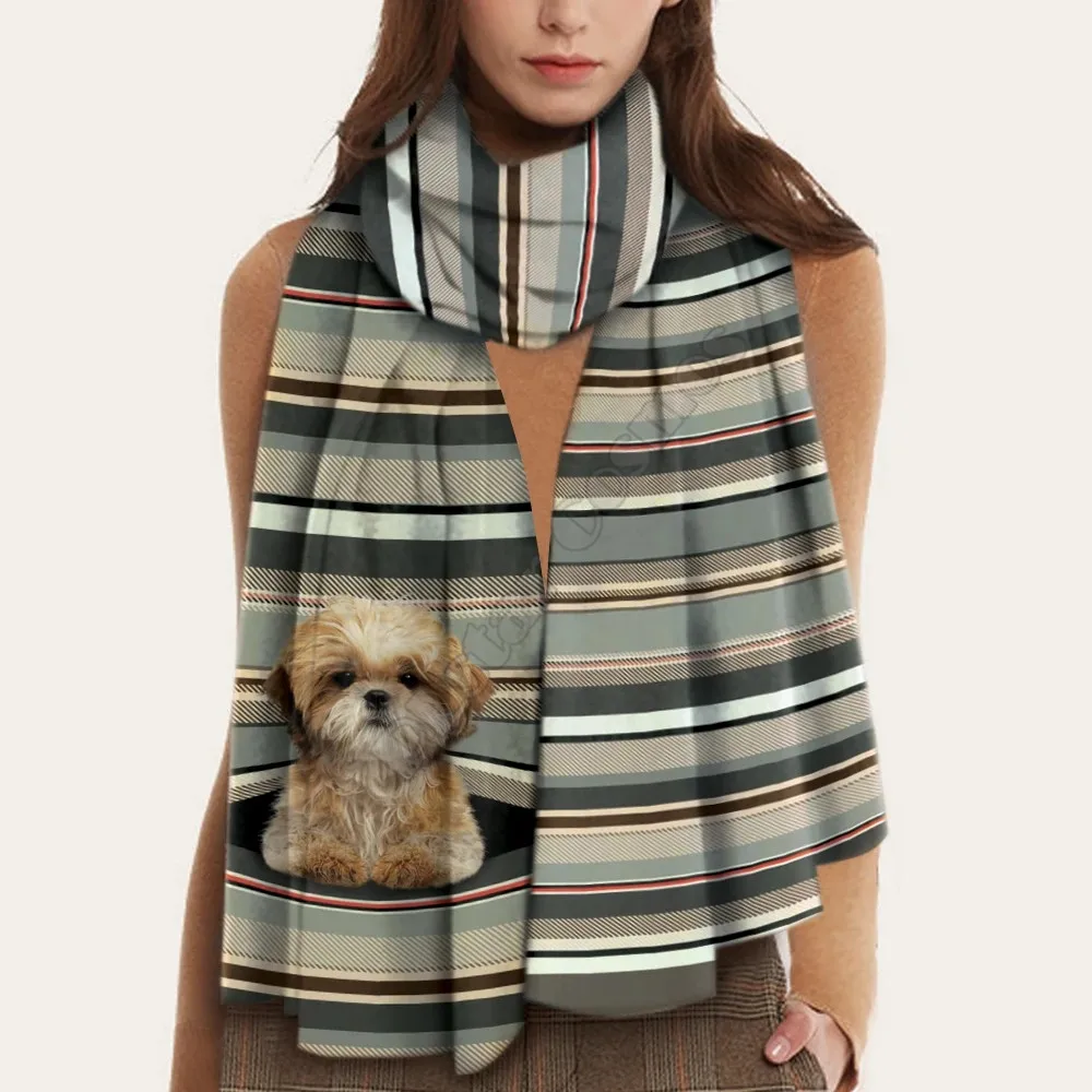 Теплый шарф shih tzu с 3d принтом