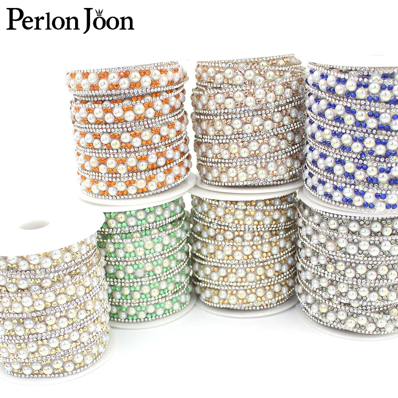 1-ярдовая лента с цветными кристаллами и жемчугом - Фотография_4