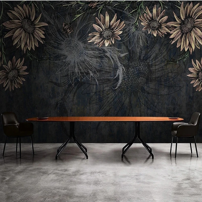 Фотообои, современные скандинавские минималистичные темные цветы - Фотография_3