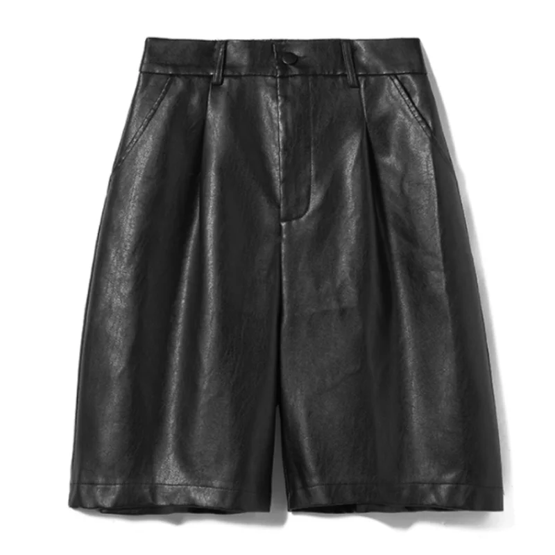 Женские шорты из искусственной кожи на осень и зиму - Фотография_6