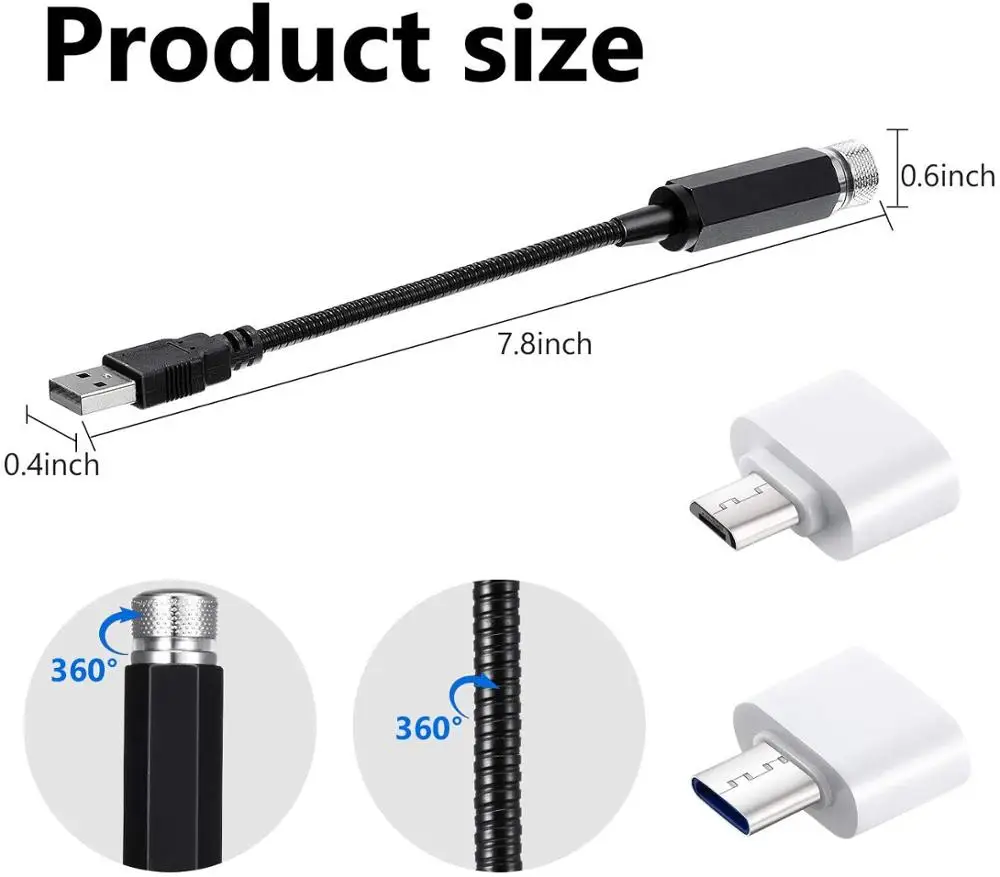 Миниатюрный usb проектор звезд на крыше автомобиля - Фотография_6