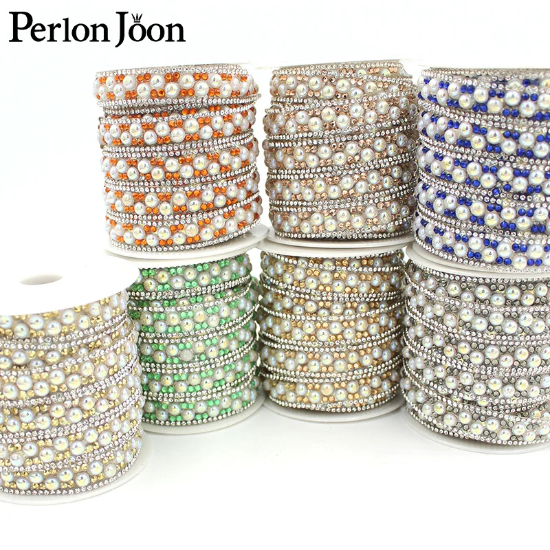 1-ярдовая лента с цветными кристаллами и жемчугом - Фотография_3