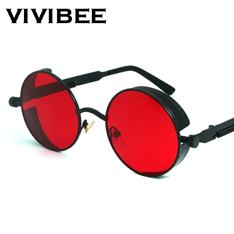 Vivibee винтажные красные солнцезащитные очки в стиле стимпанк