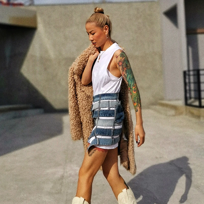 Twotwinstyle лоскутная сексуальная юбка хитового цвета - Фотография_6