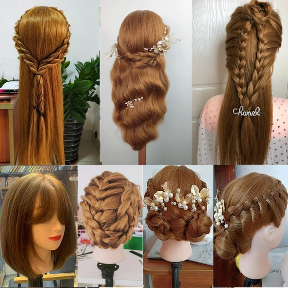 Головы манекена с волосами 65 см для причесок tete de cabeza - Фотография_6