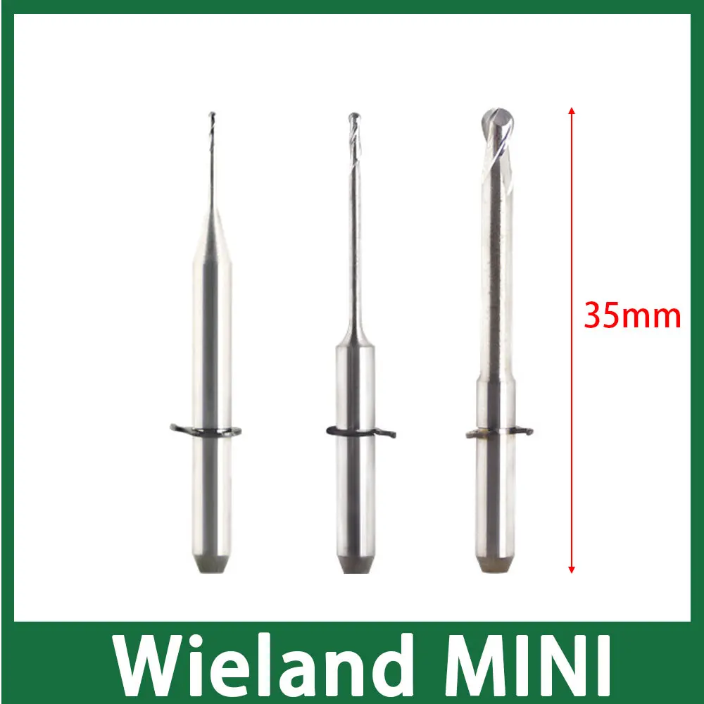 Миниатюрные фрезерные инструменты wieland длиной 35 мм для циркония